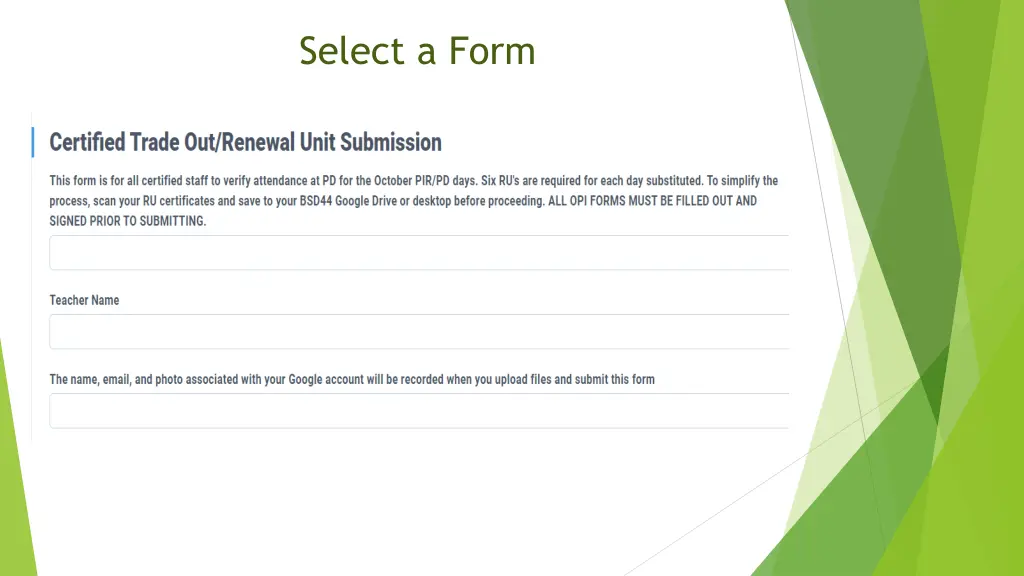 select a form