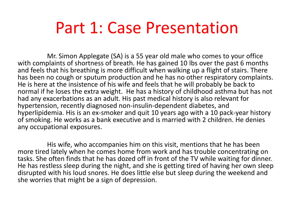 part 1 case presentation