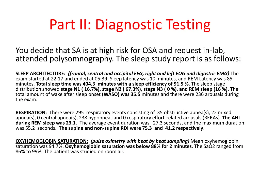 part ii diagnostic testing