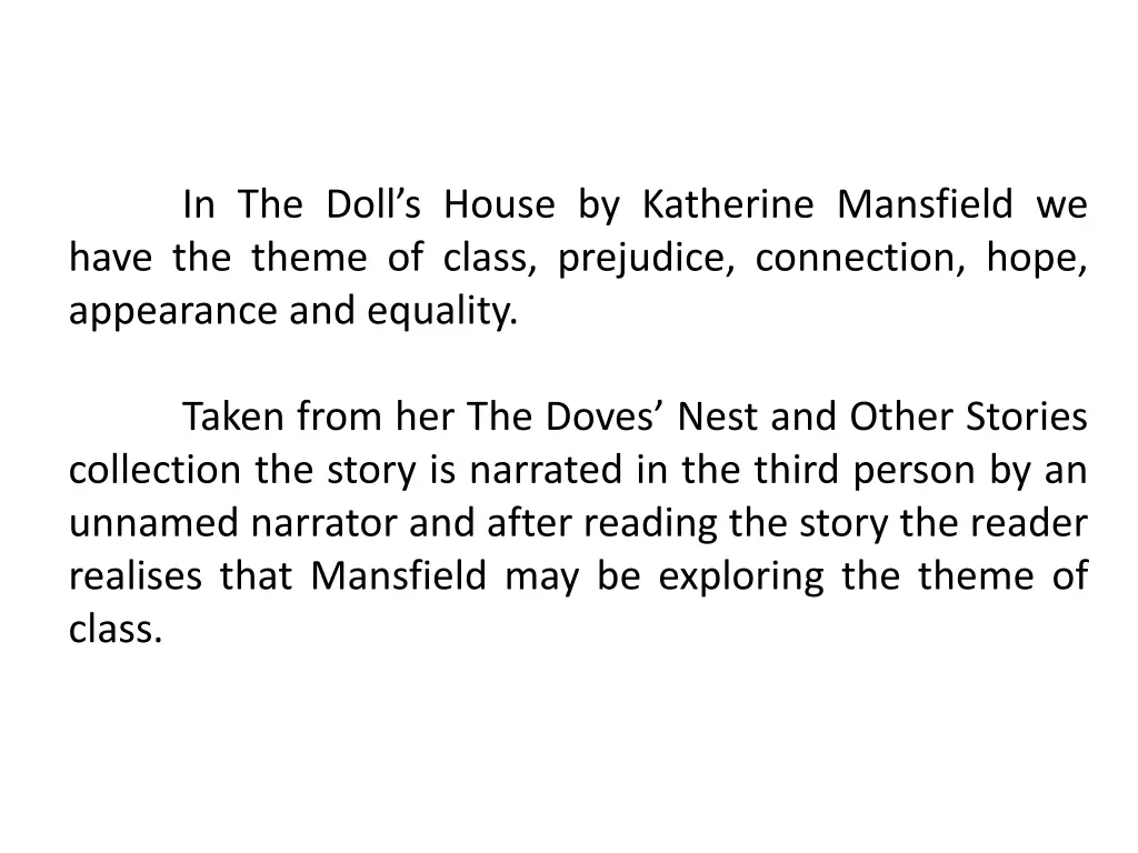 in the doll s house by katherine mansfield