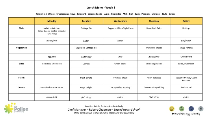 lunch menu week 1