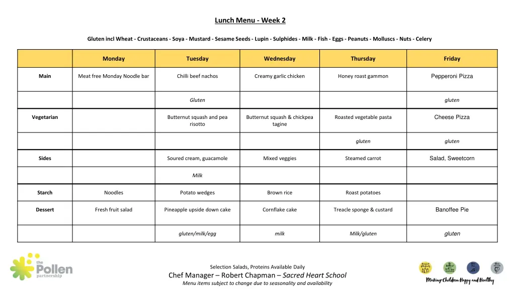 lunch menu week 2