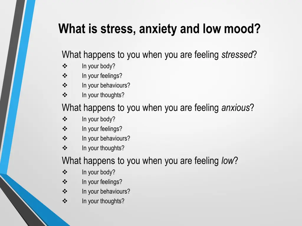 what is stress anxiety and low mood 1