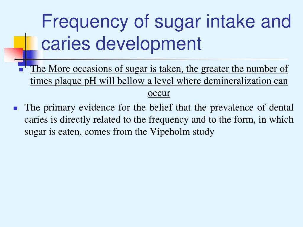 frequency of sugar intake and caries development