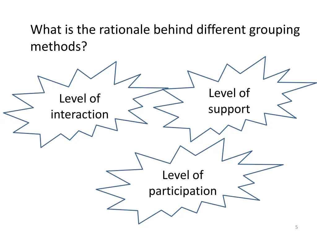 what is the rationale behind different grouping