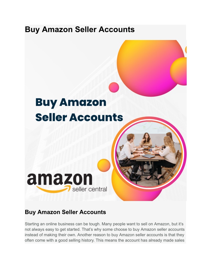 buy amazon seller accounts