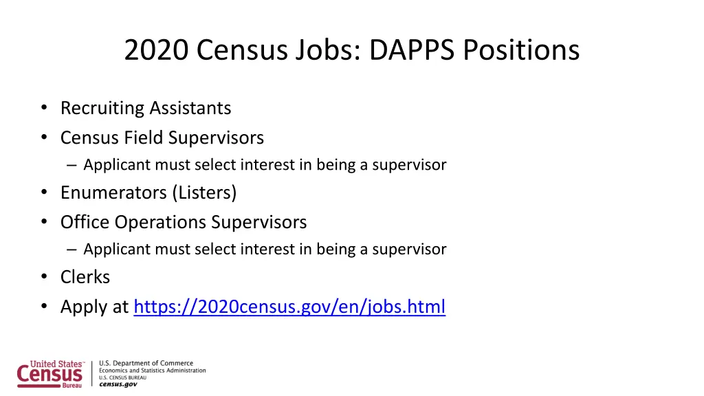 2020 census jobs dapps positions