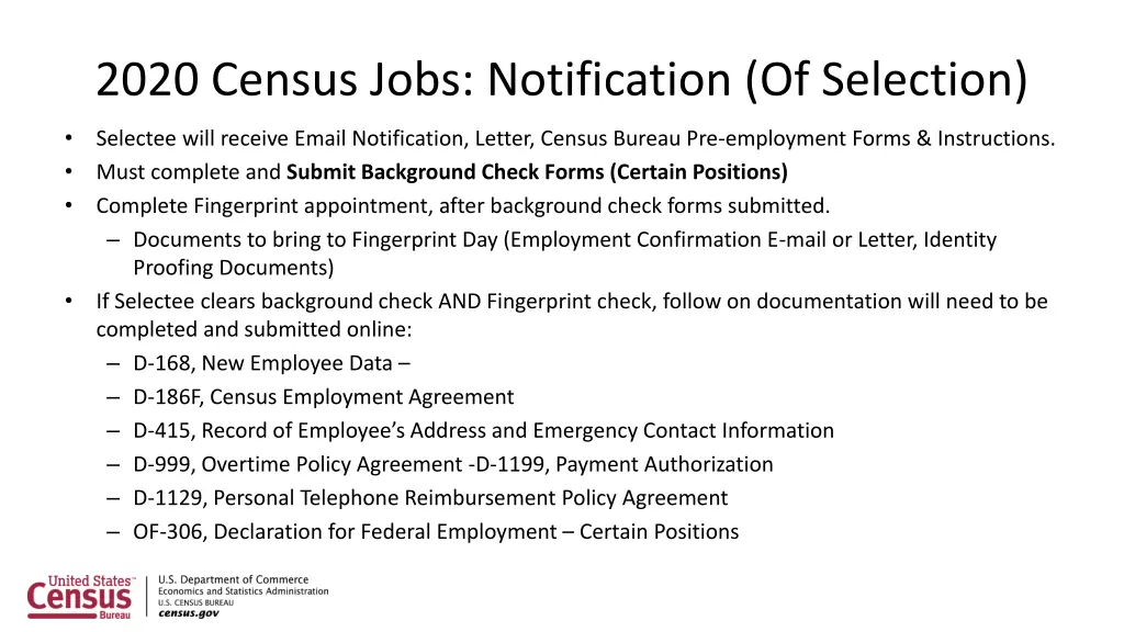 2020 census jobs notification of selection