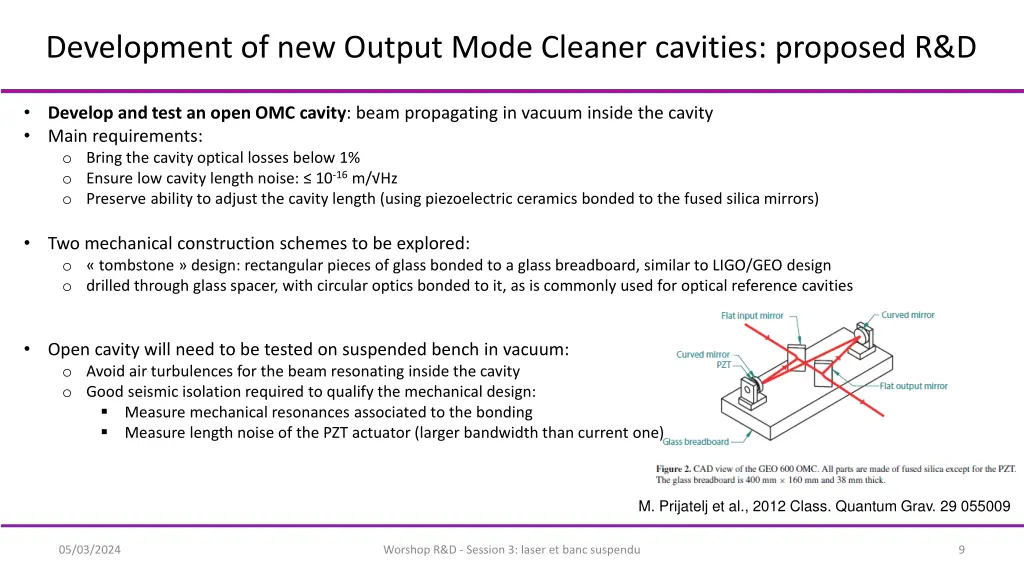 development of new output mode cleaner cavities 1