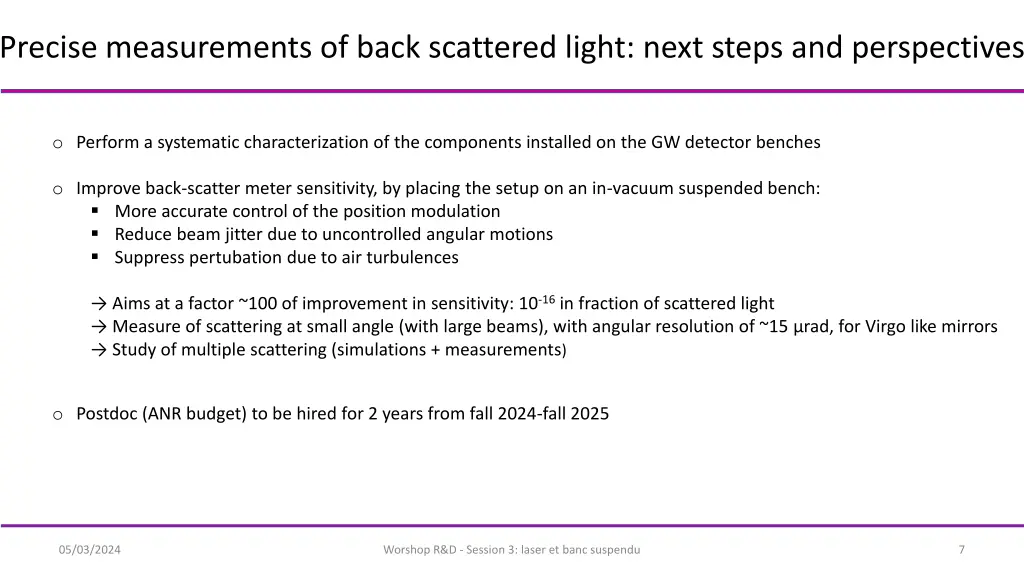 precise measurements of back scattered light next