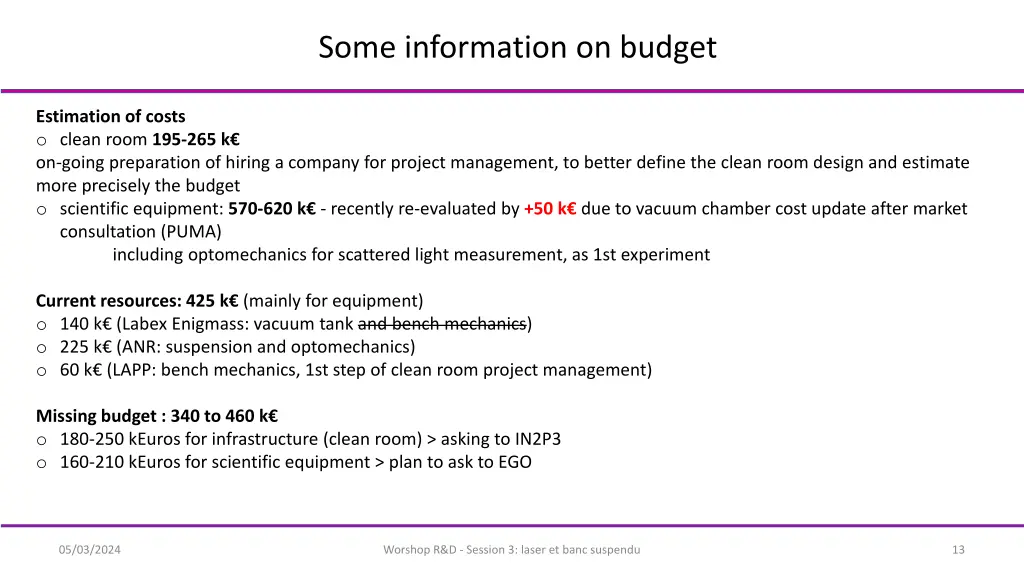 some information on budget