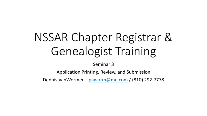 nssar chapter registrar genealogist training