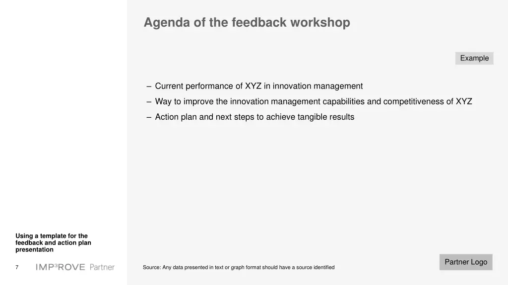 agenda of the feedback workshop