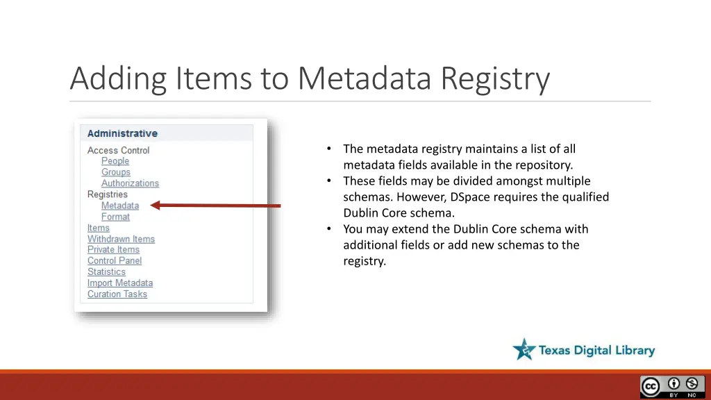 adding items to metadata registry