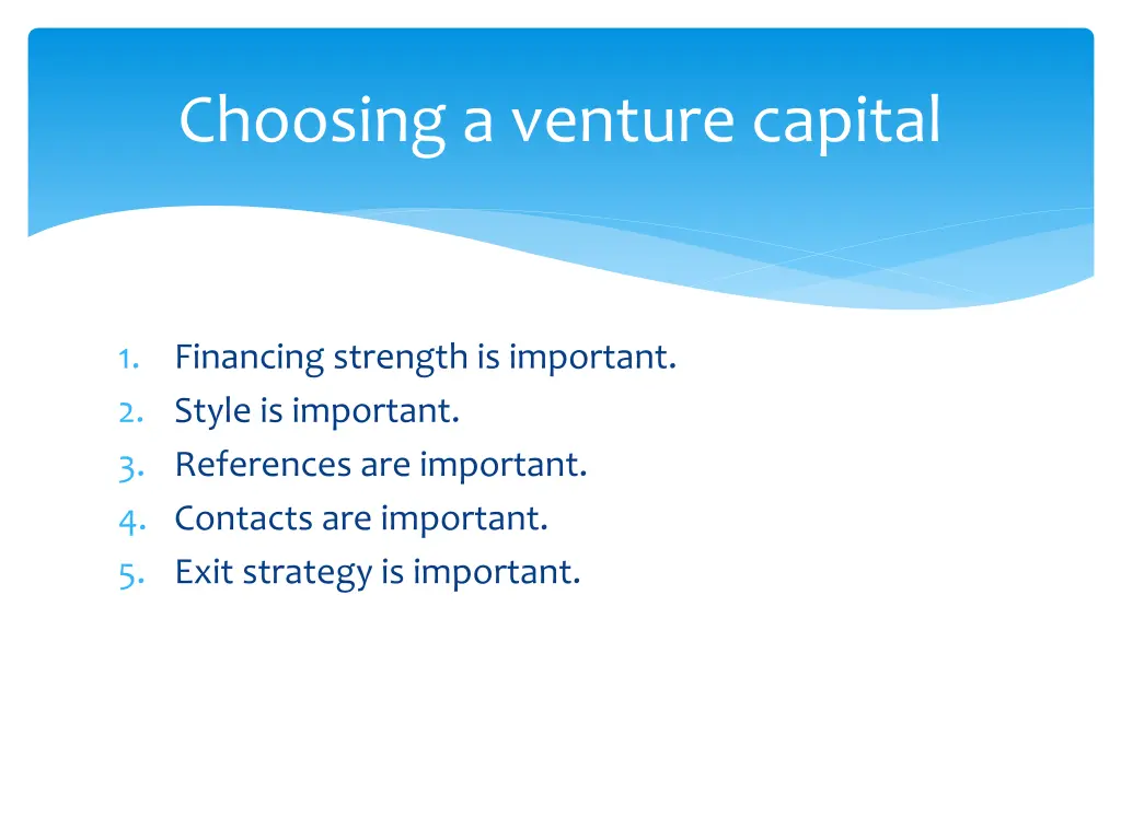 choosing a venture capital