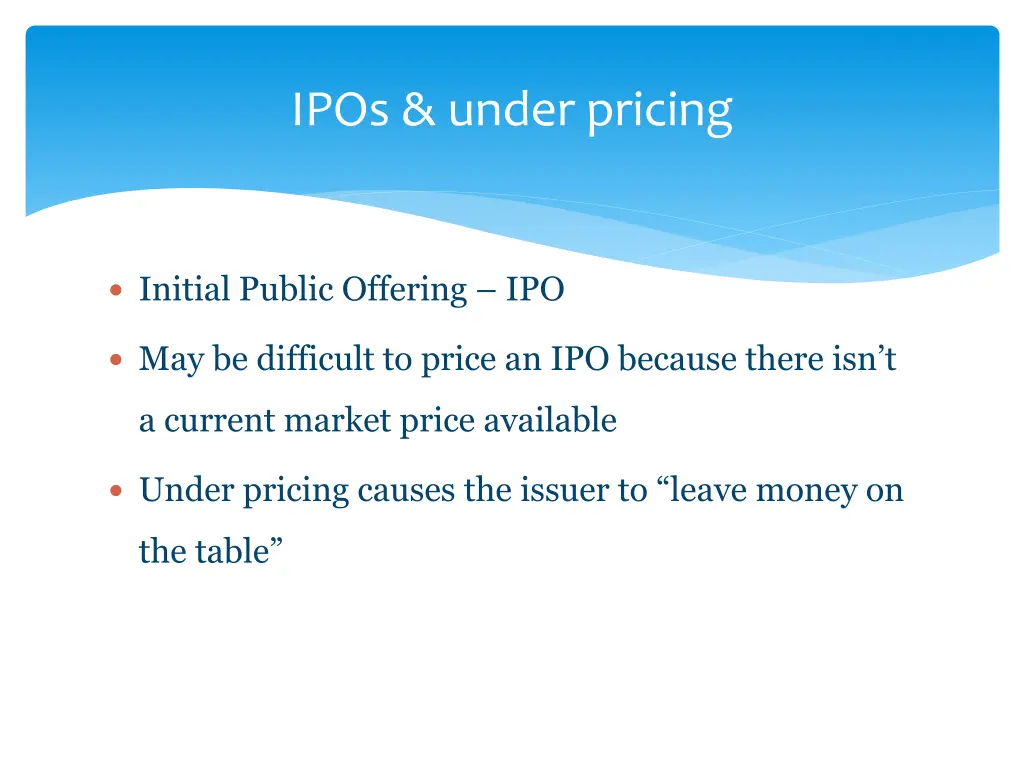 ipos under pricing