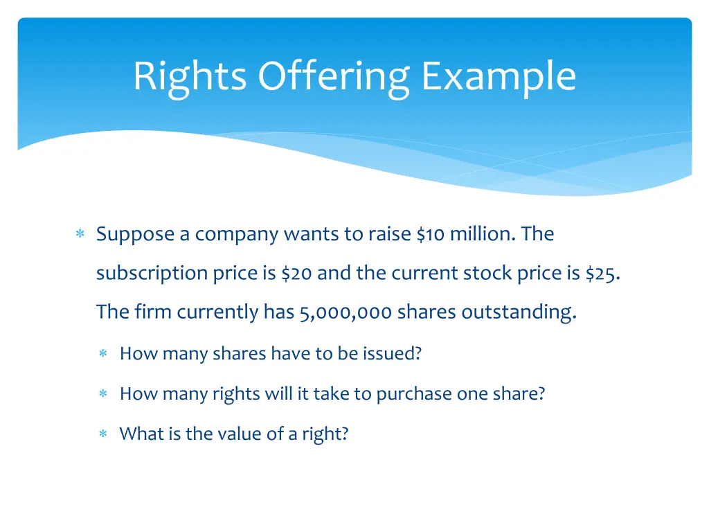 rights offering example