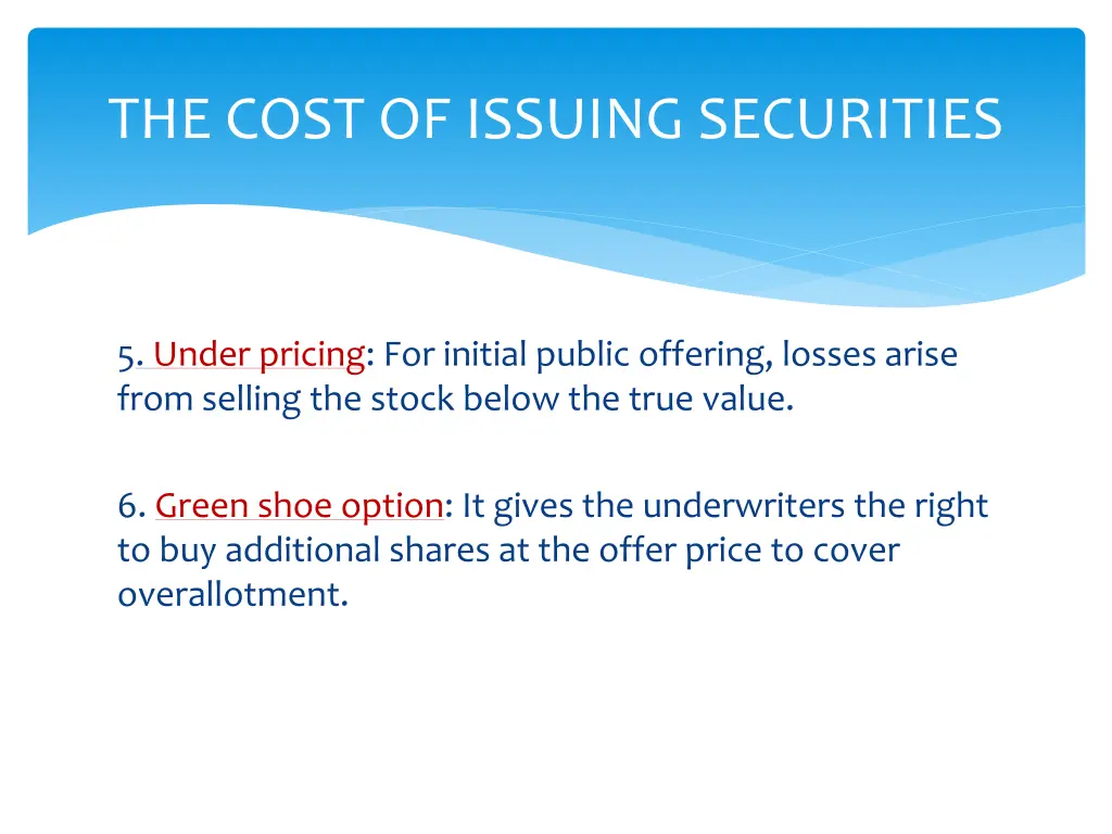 the cost of issuing securities 2