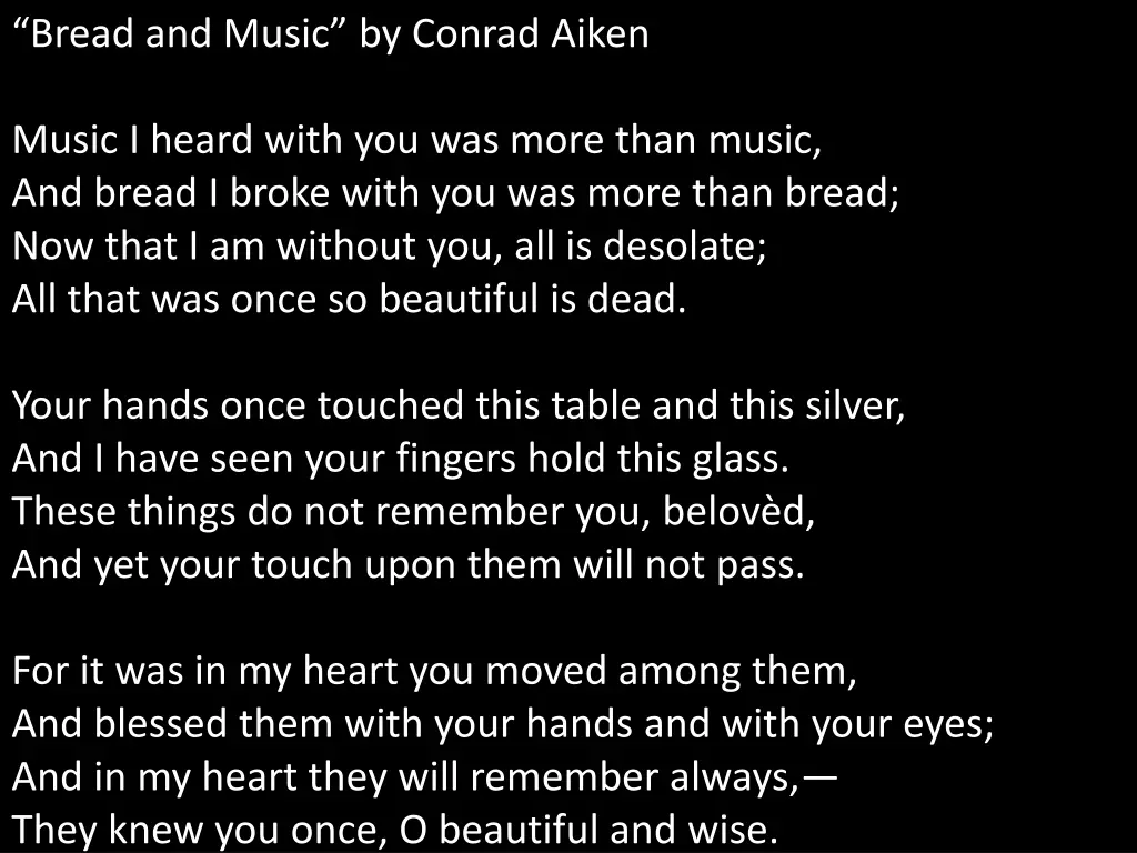 bread and music by conrad aiken