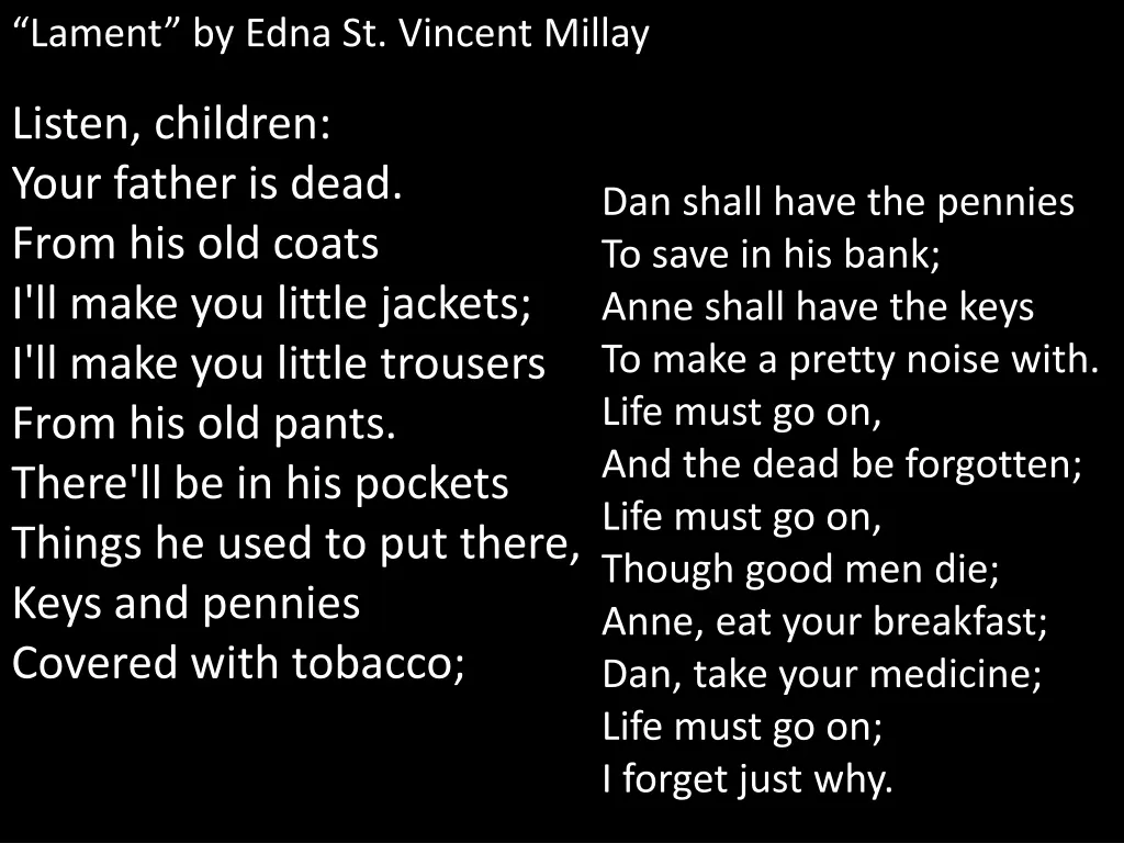 lament by edna st vincent millay