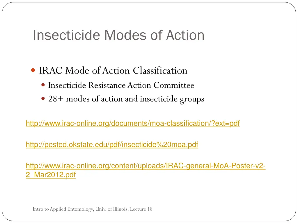 insecticide modes of action