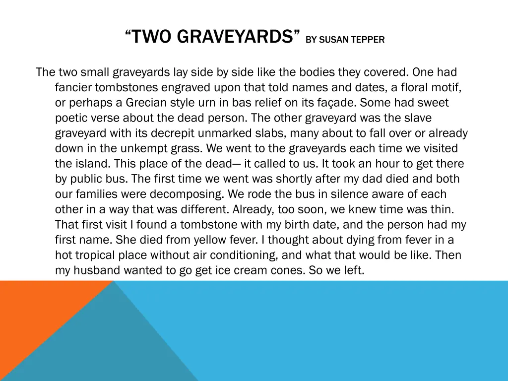 two graveyards by susan tepper