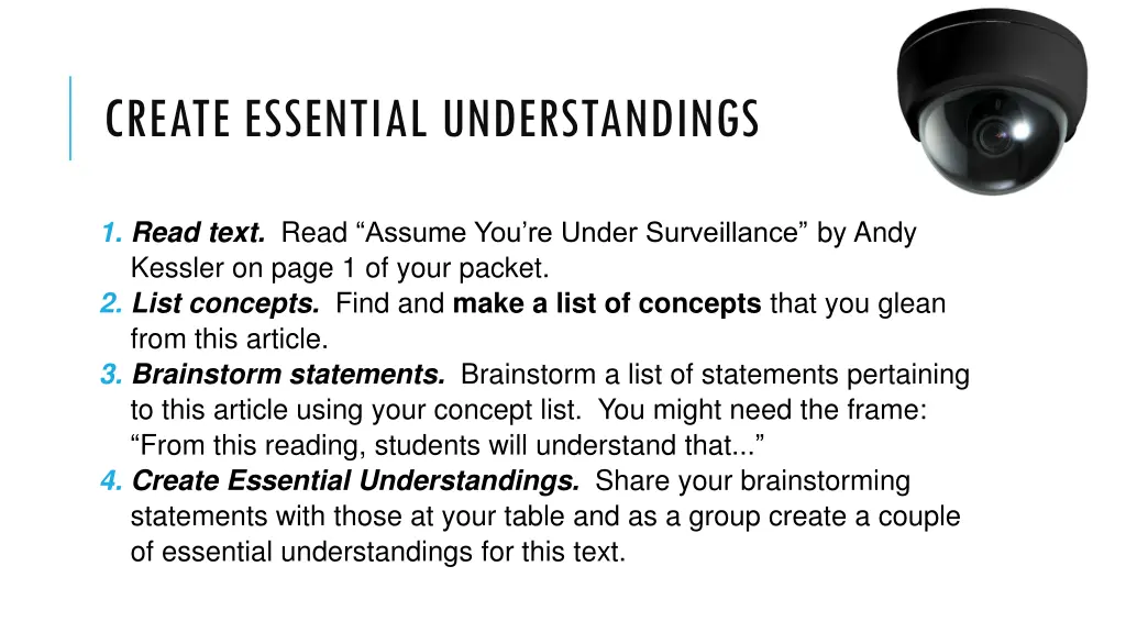 create essential understandings