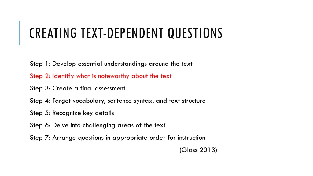 creating text dependent questions 1