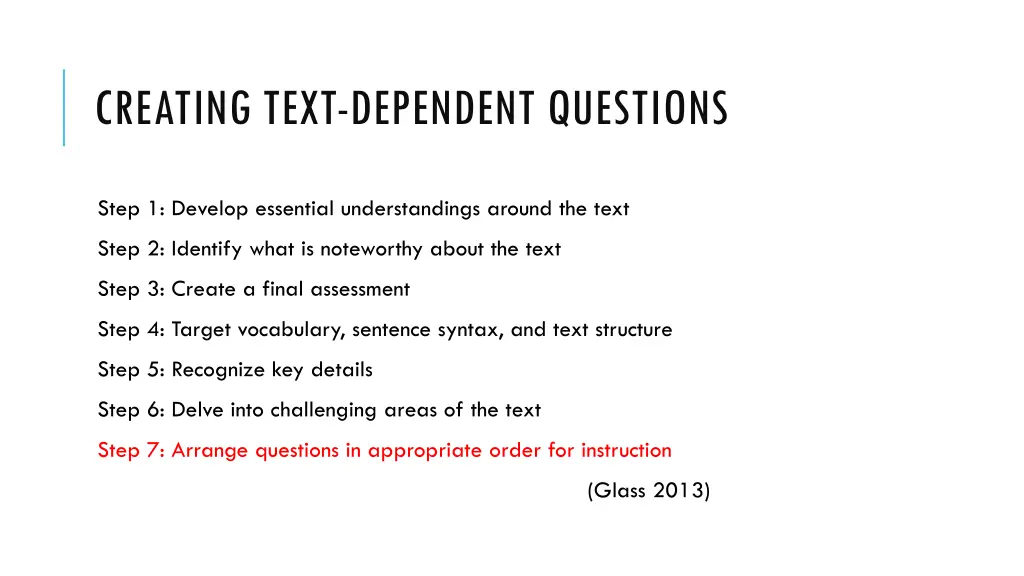 creating text dependent questions 5