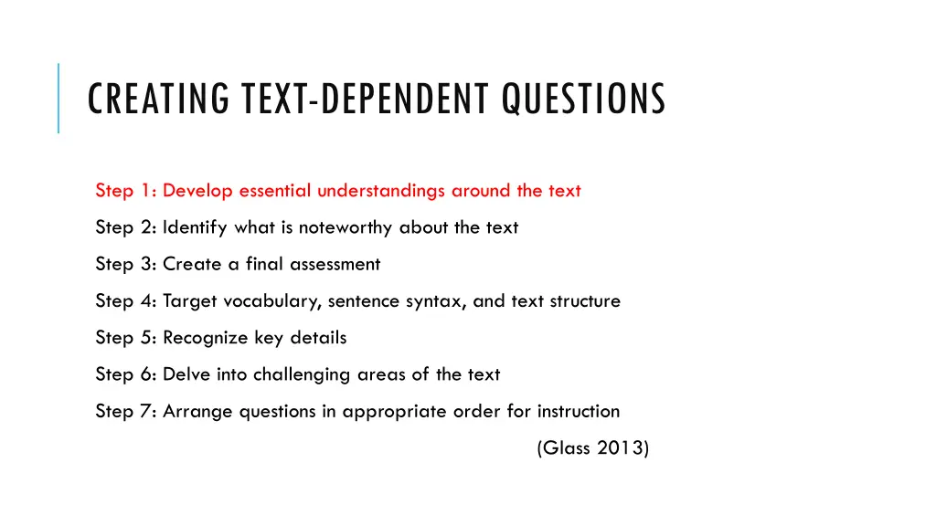 creating text dependent questions