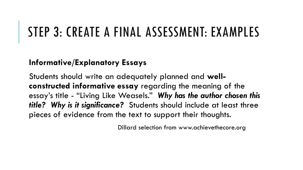 step 3 create a final assessment examples 1