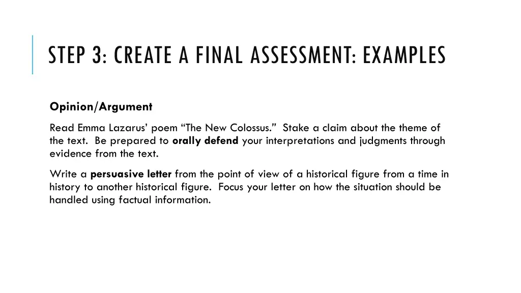 step 3 create a final assessment examples 2