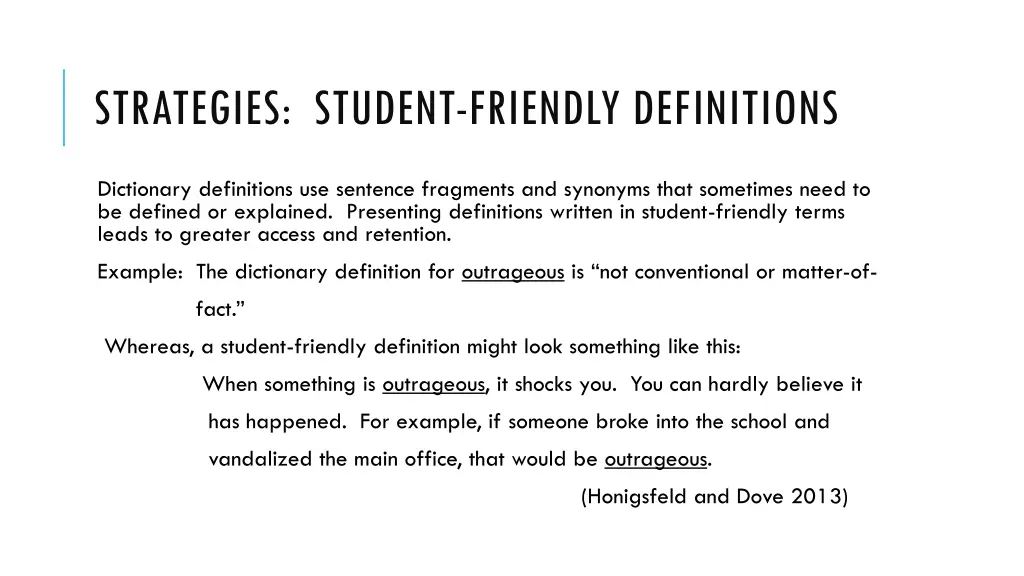 strategies student friendly definitions