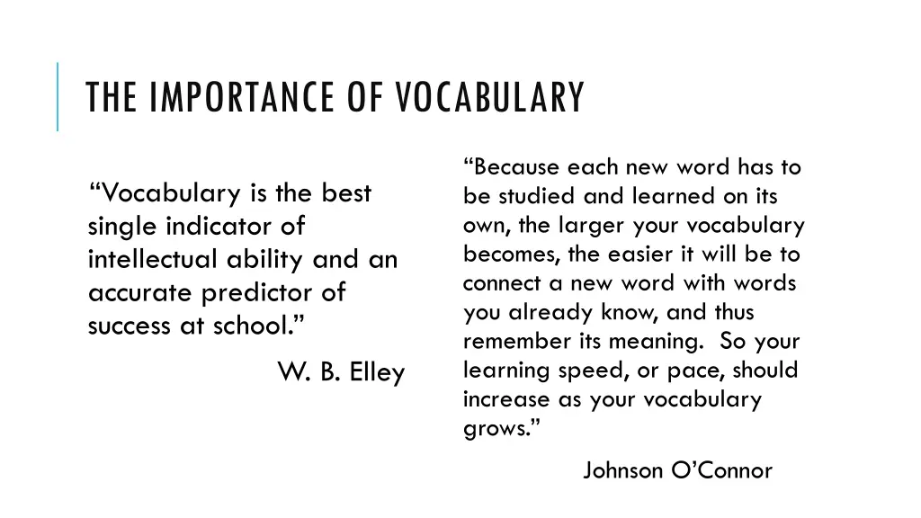 the importance of vocabulary