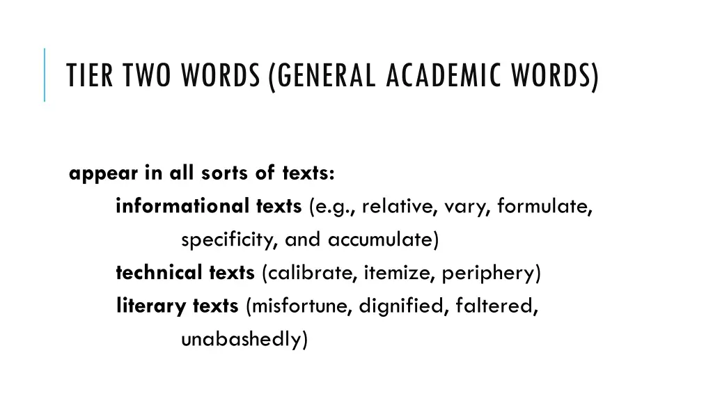 tier two words general academic words