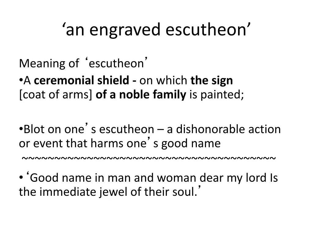 an engraved escutheon