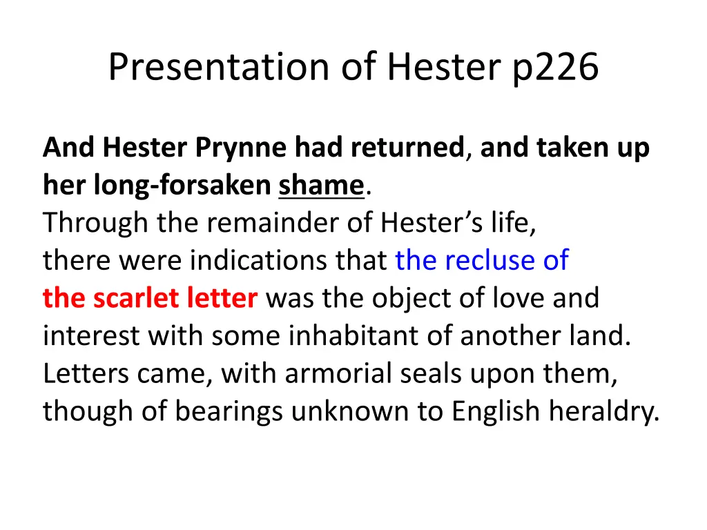 presentation of hester p226