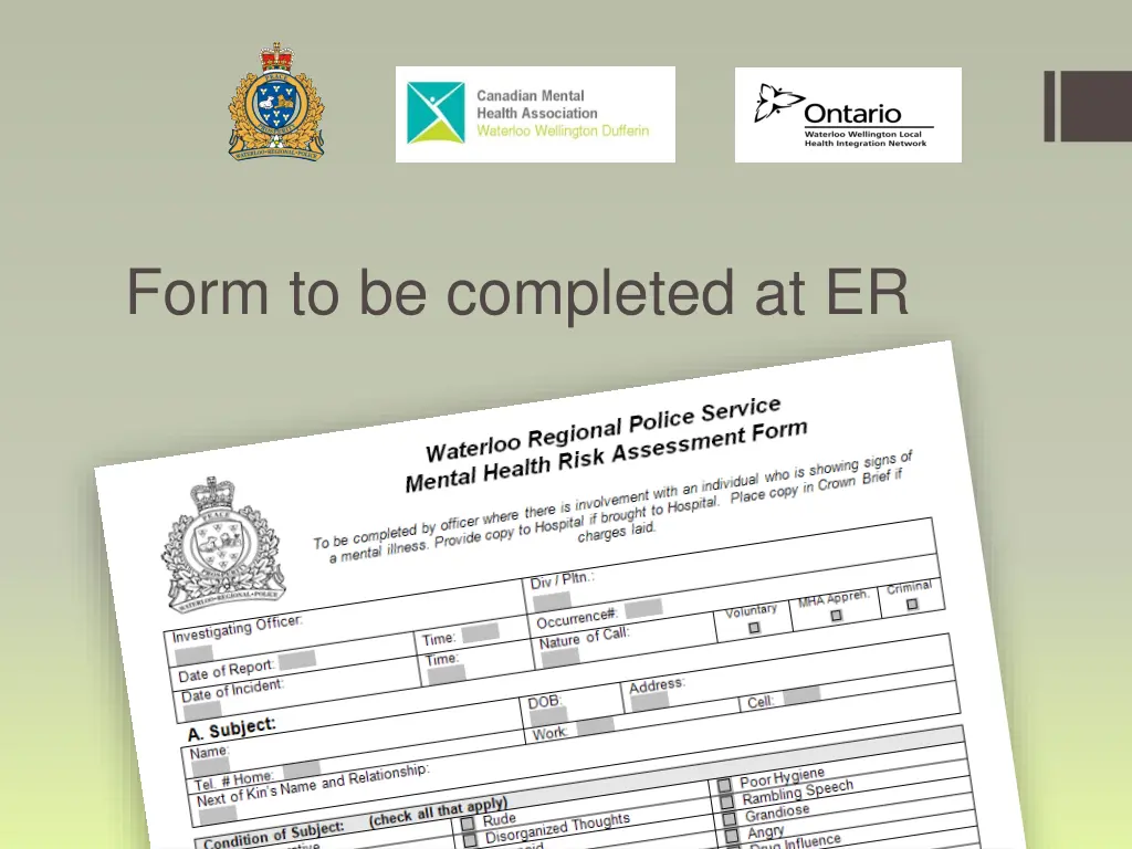 form to be completed at er