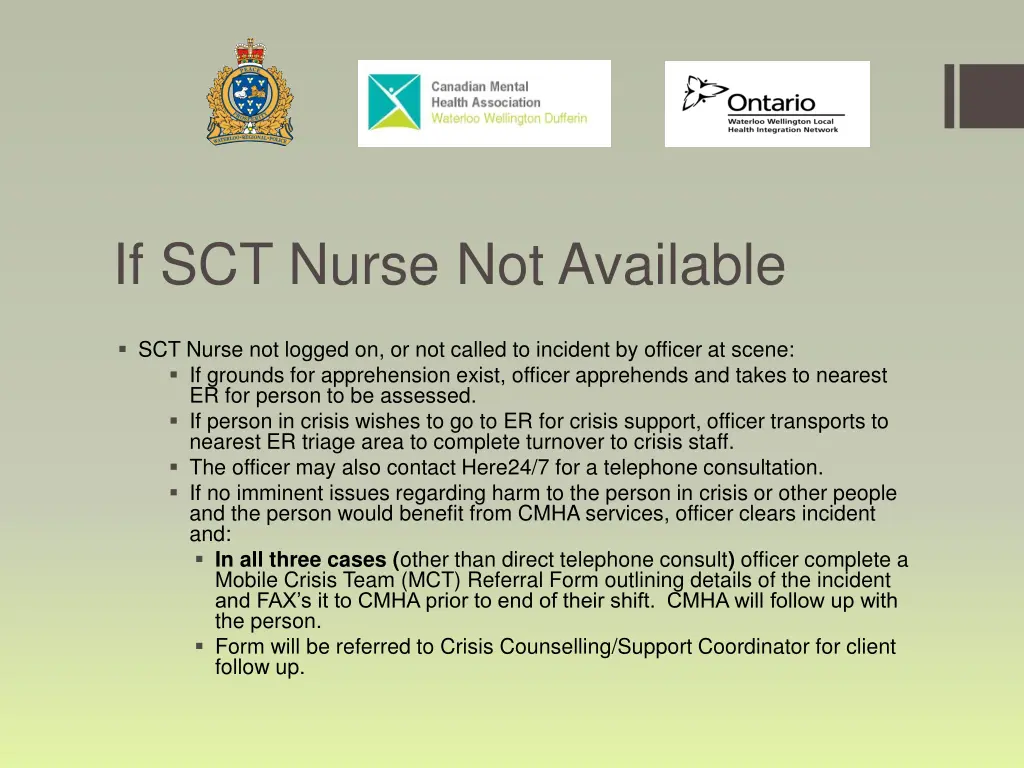 if sct nurse not available