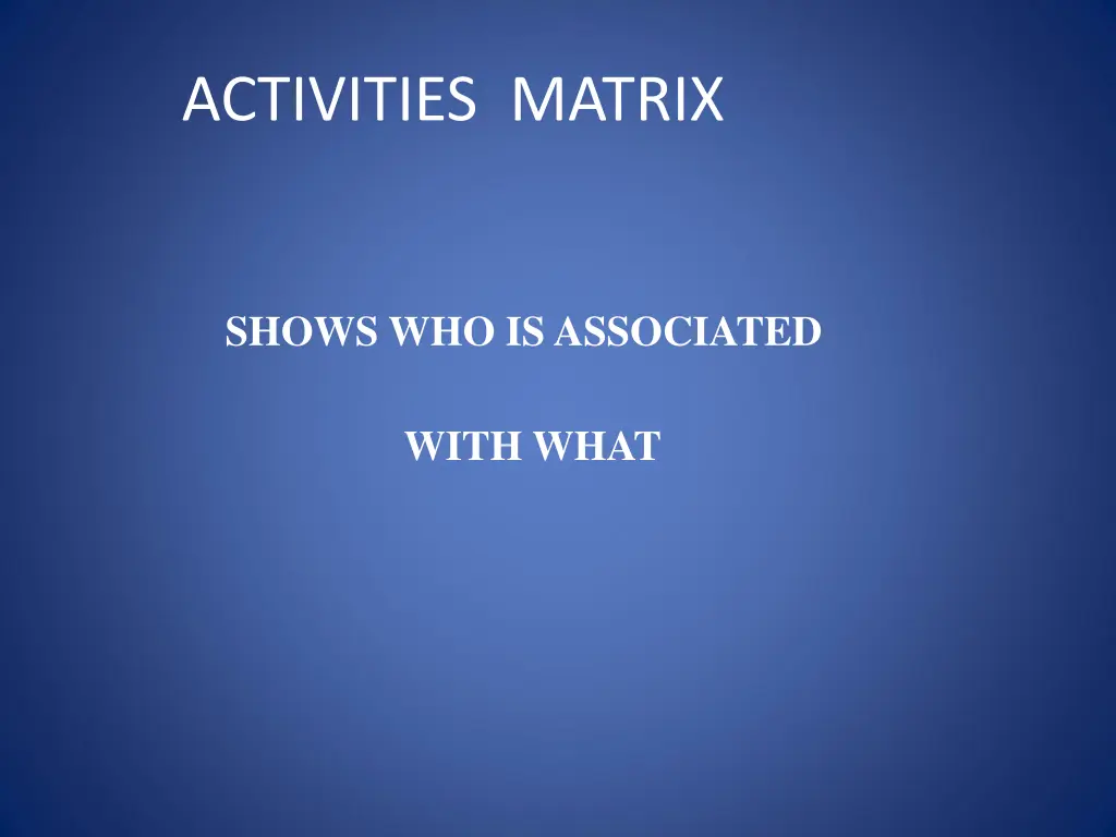 activities matrix