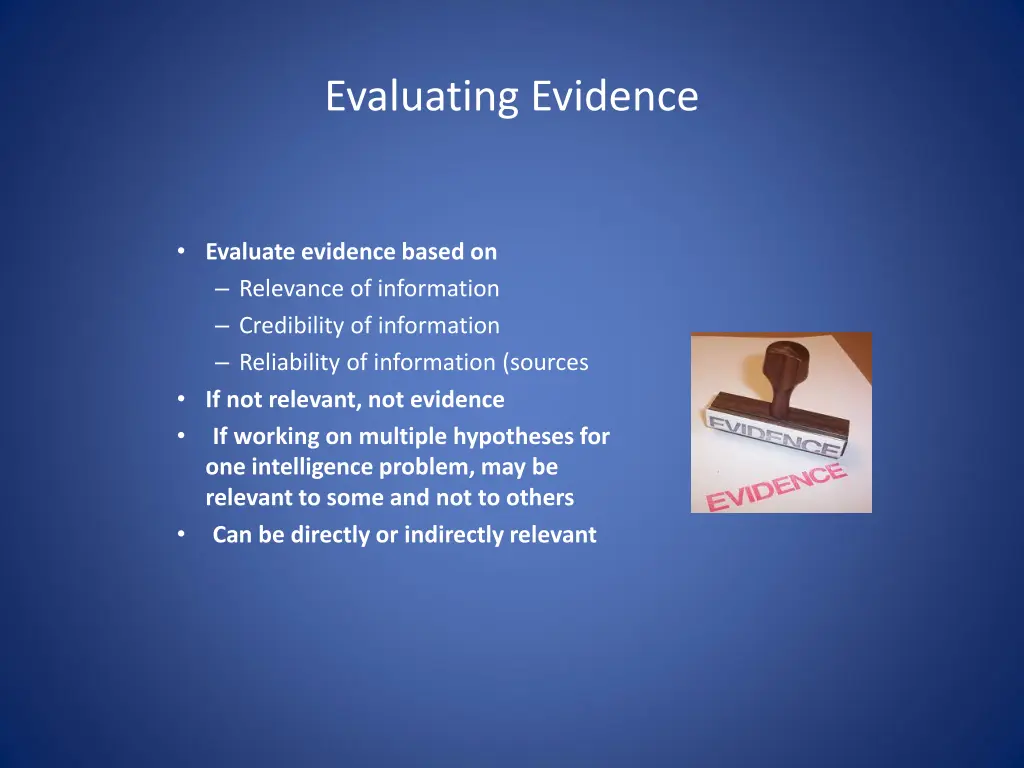 evaluating evidence