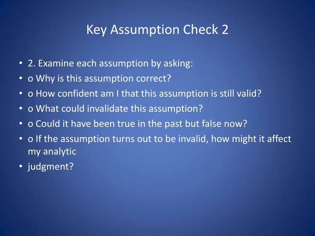 key assumption check 2