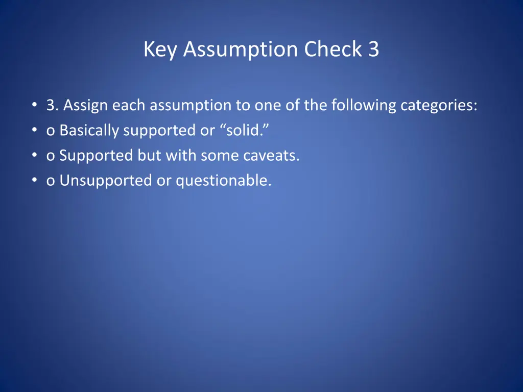 key assumption check 3