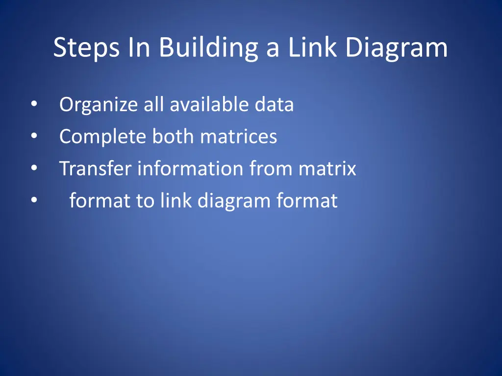 steps in building a link diagram