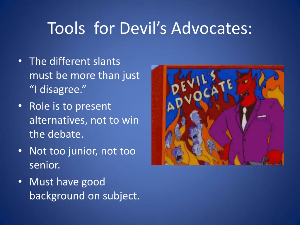 tools for devil s advocates