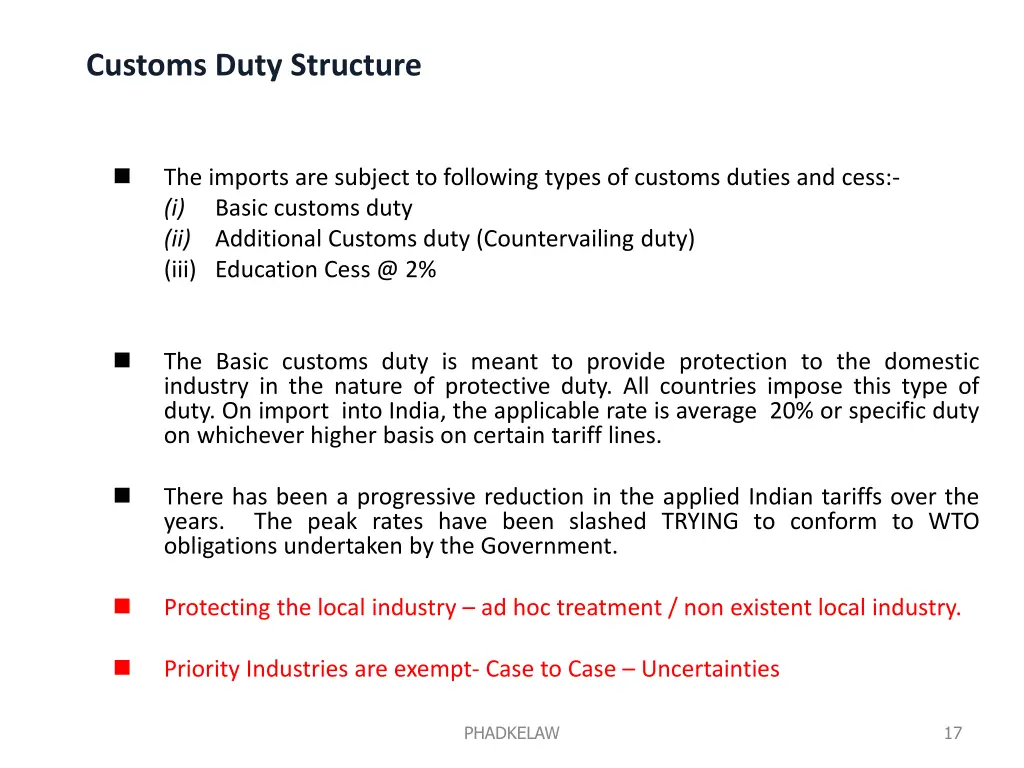 customs duty structure