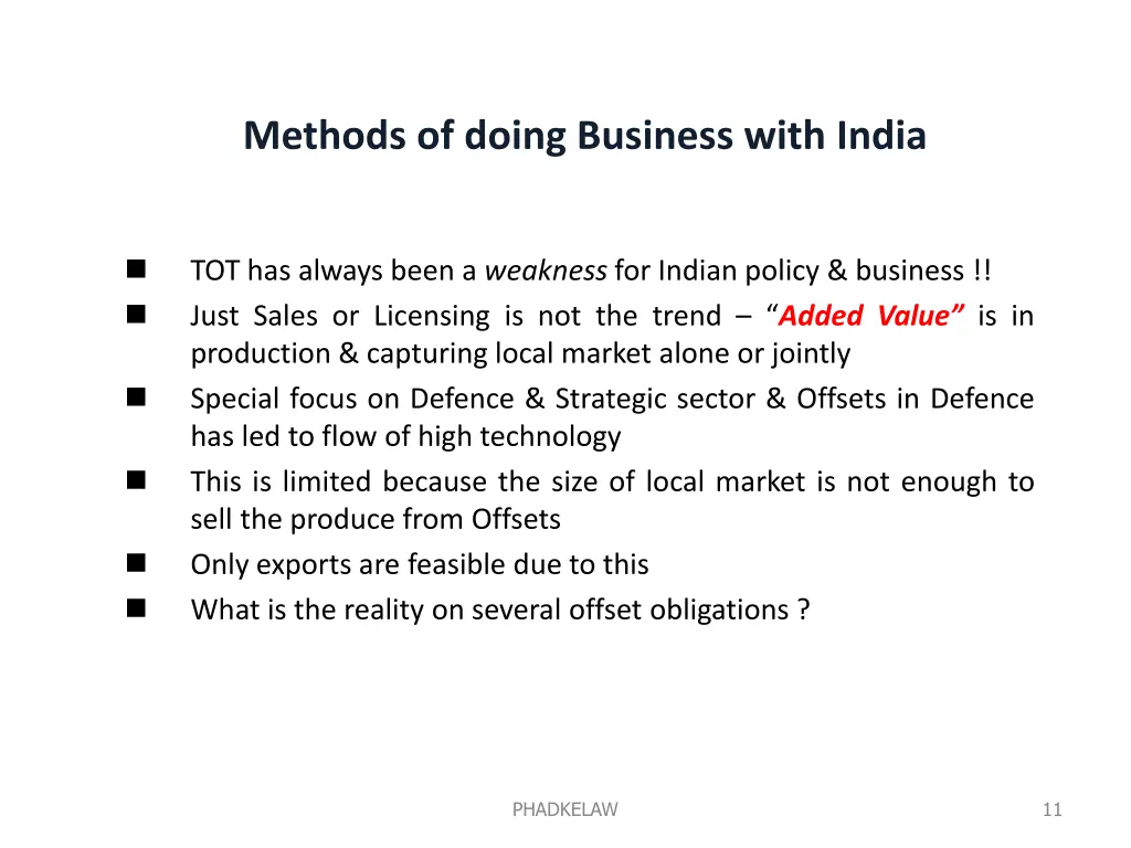 methods of doing business with india