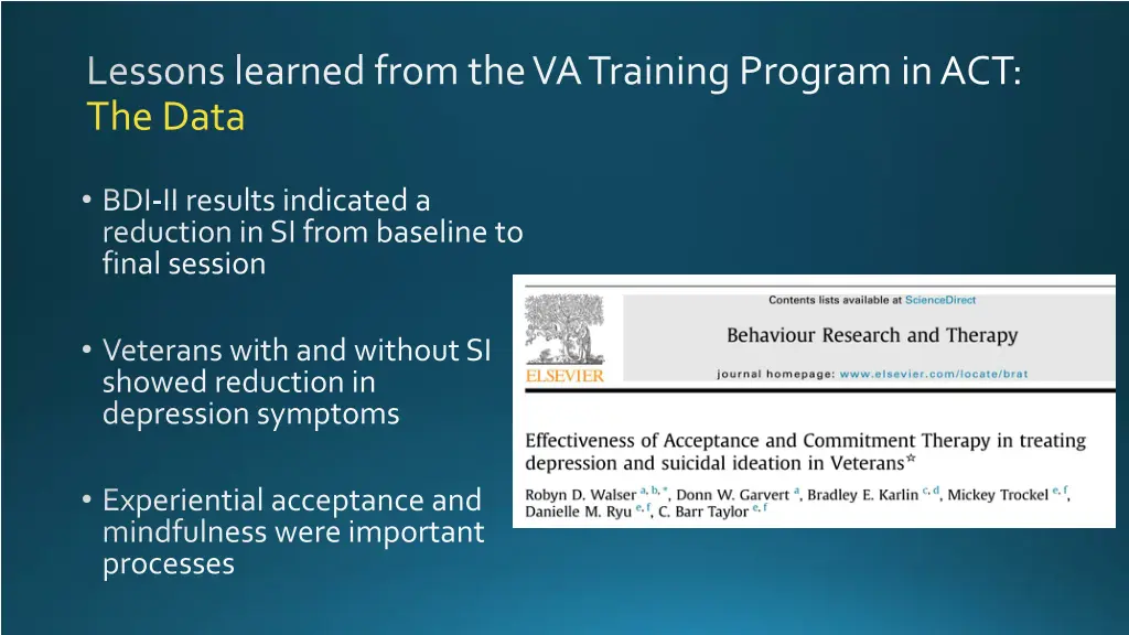 lessons learned from the va training program 1