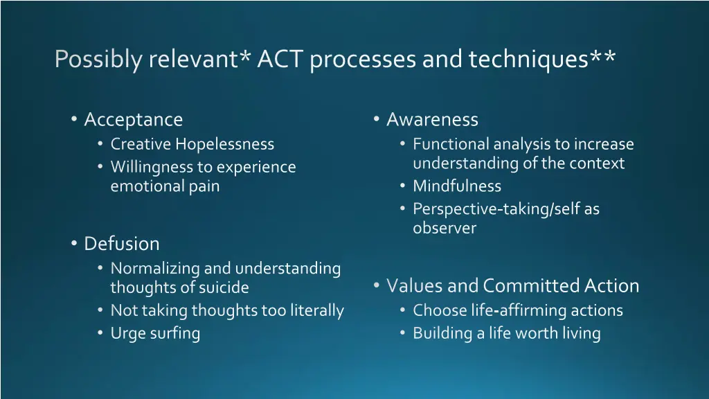 possibly relevant act processes and techniques 1