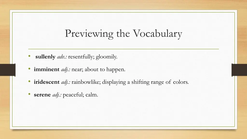 previewing the vocabulary